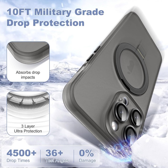 NWT iPhone 15 Pro Case with Magnetic Invisible Ring Stand Camera Lens Protection - Picture 3 of 7